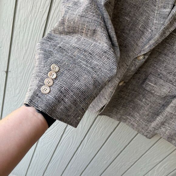 VTG Cricketeer Sport Coat Gray Woven Textured Blazer Silk Blend USA 44R ACTWU